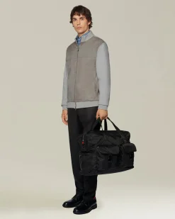 CASHMERE BOMBER JACKET WITH LEATHER INSERTS