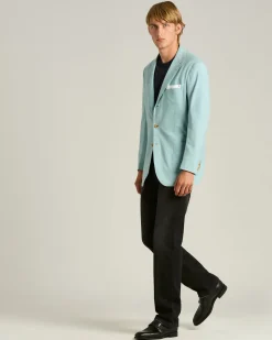CASHMERE SINGLE-BREASTED JACKET IN AZURE