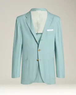 CASHMERE SINGLE-BREASTED JACKET IN AZURE