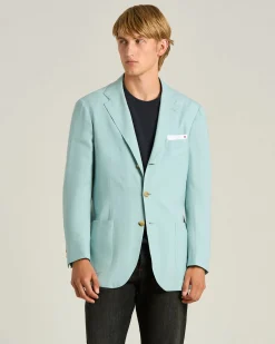 CASHMERE SINGLE-BREASTED JACKET IN AZURE