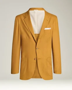 CASHMERE SINGLE-BREASTED JACKET IN MUSTARD YELLOW
