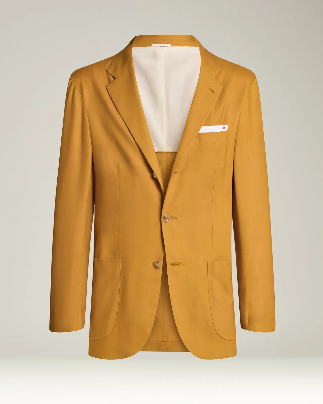 CASHMERE SINGLE-BREASTED JACKET IN MUSTARD YELLOW