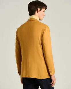 CASHMERE SINGLE-BREASTED JACKET IN MUSTARD YELLOW