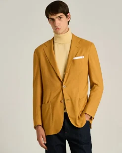 CASHMERE SINGLE-BREASTED JACKET IN MUSTARD YELLOW
