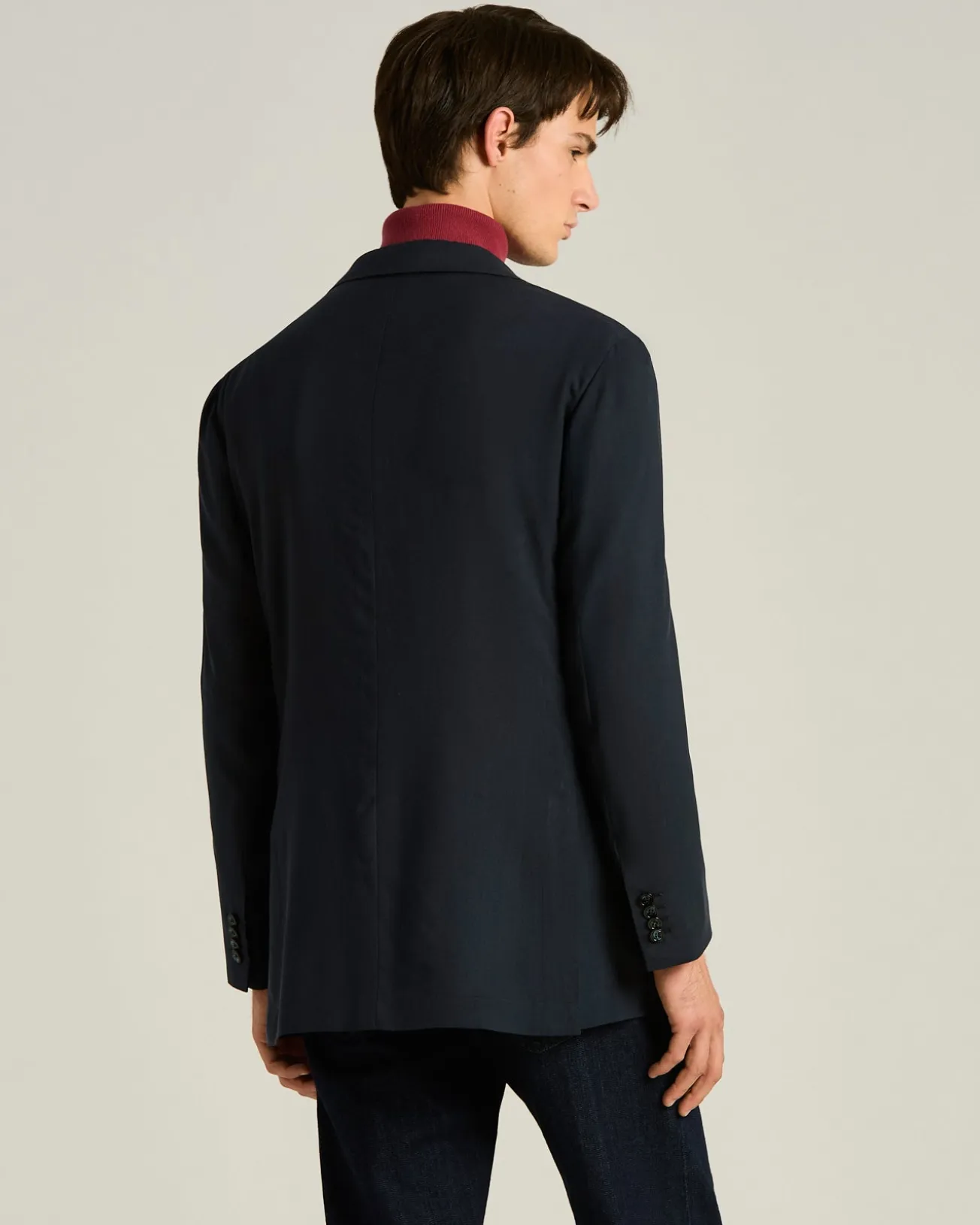 CASHMERE SINGLE-BREASTED JACKET IN NAVY BLUE