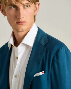CASHMERE SINGLE-BREASTED JACKET IN BLUE