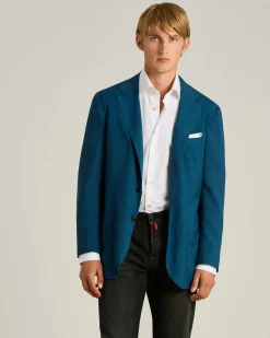 CASHMERE SINGLE-BREASTED JACKET IN BLUE