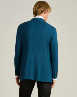 CASHMERE SINGLE-BREASTED JACKET IN BLUE