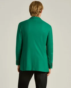 CASHMERE SINGLE-BREASTED JACKET IN GREEN