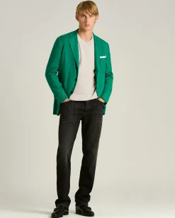 CASHMERE SINGLE-BREASTED JACKET IN GREEN