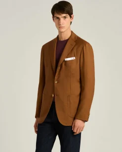 CASHMERE SINGLE-BREASTED JACKET IN BROWN