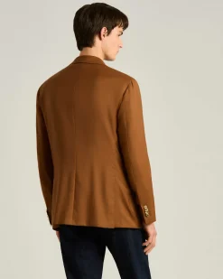 CASHMERE SINGLE-BREASTED JACKET IN BROWN