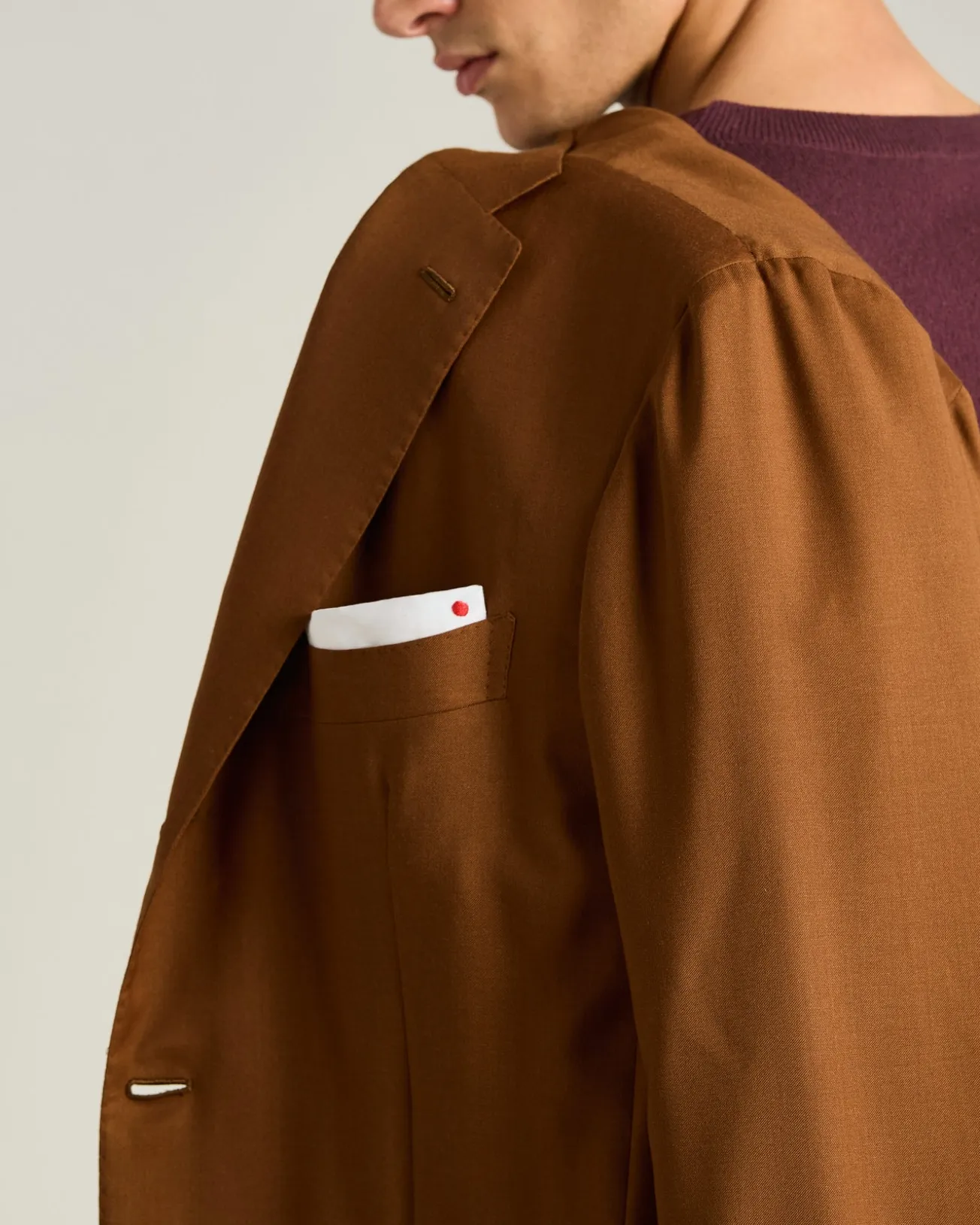 CASHMERE SINGLE-BREASTED JACKET IN BROWN