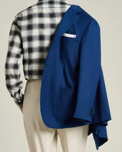 CASHMERE SINGLE-BREASTED JACKET IN BLUE