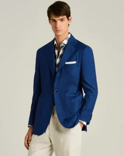 CASHMERE SINGLE-BREASTED JACKET IN BLUE