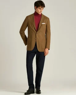 CASHMERE SINGLE-BREASTED JACKET IN BROWN