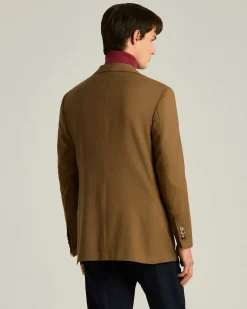 CASHMERE SINGLE-BREASTED JACKET IN BROWN