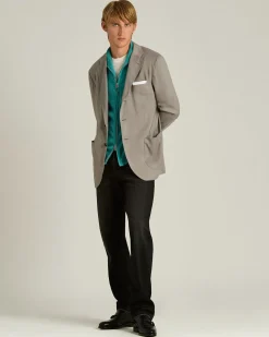 CASHMERE SINGLE-BREASTED JACKET IN MEDIUM GREY
