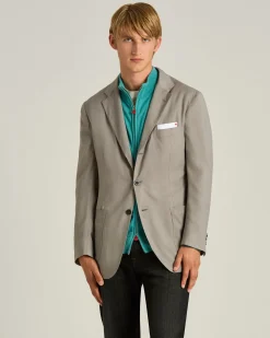 CASHMERE SINGLE-BREASTED JACKET IN MEDIUM GREY