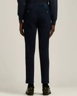 CASUAL TROUSERS IN STRETCH COTTON NAVY BLUE
