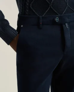CASUAL TROUSERS IN STRETCH COTTON NAVY BLUE