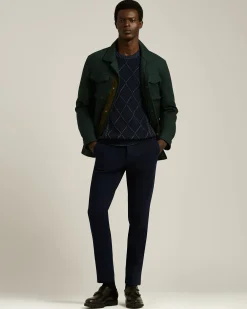 CASUAL TROUSERS IN STRETCH COTTON NAVY BLUE