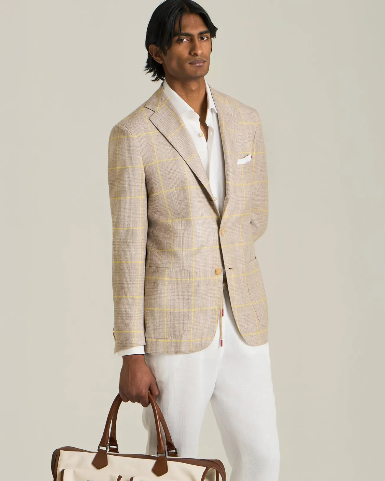 CHECKED CASHMERE BLEND BLAZER