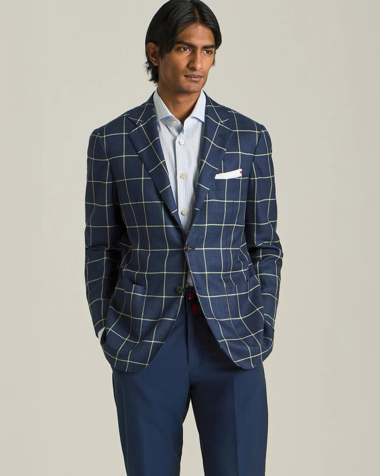 CHECKED CASHMERE BLEND BLAZER