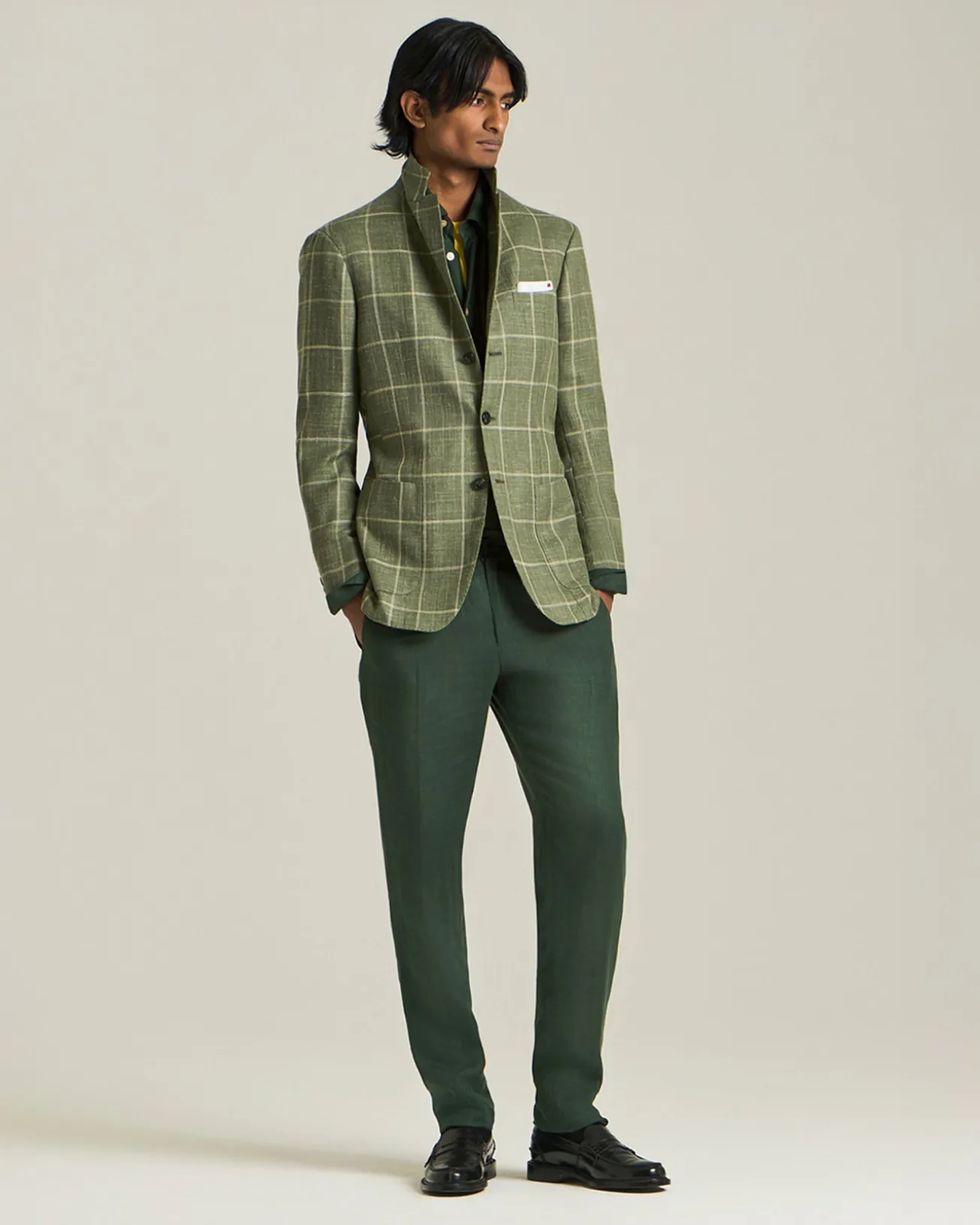 CHECKED CASHMERE BLEND BLAZER