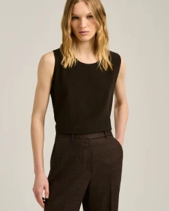 COFFEE BROWN SLEEVELESS TOP IN PURE SILK