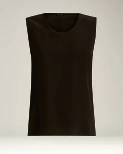 COFFEE BROWN SLEEVELESS TOP IN PURE SILK