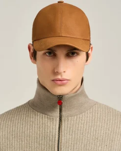COGNAC LEATHER BASEBALL CAP