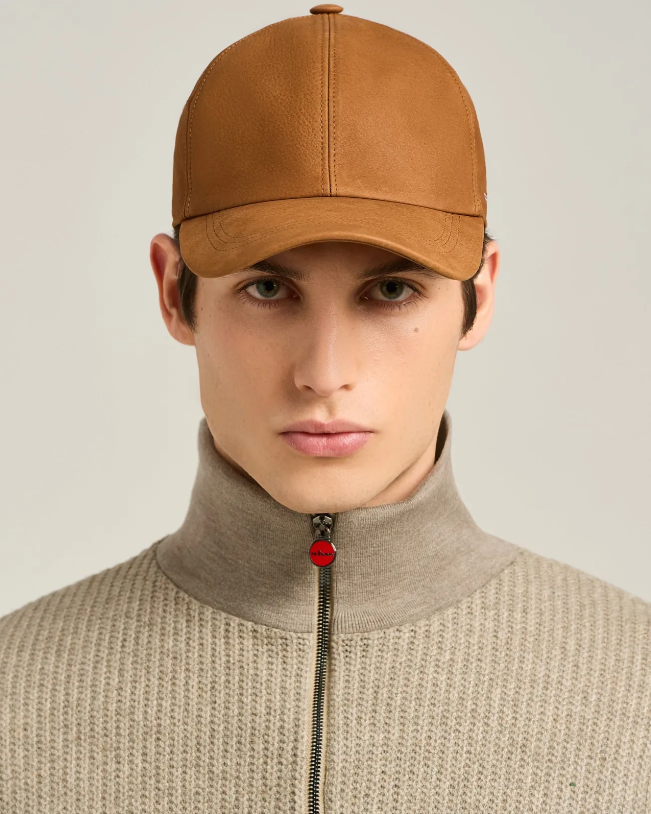 COGNAC LEATHER BASEBALL CAP