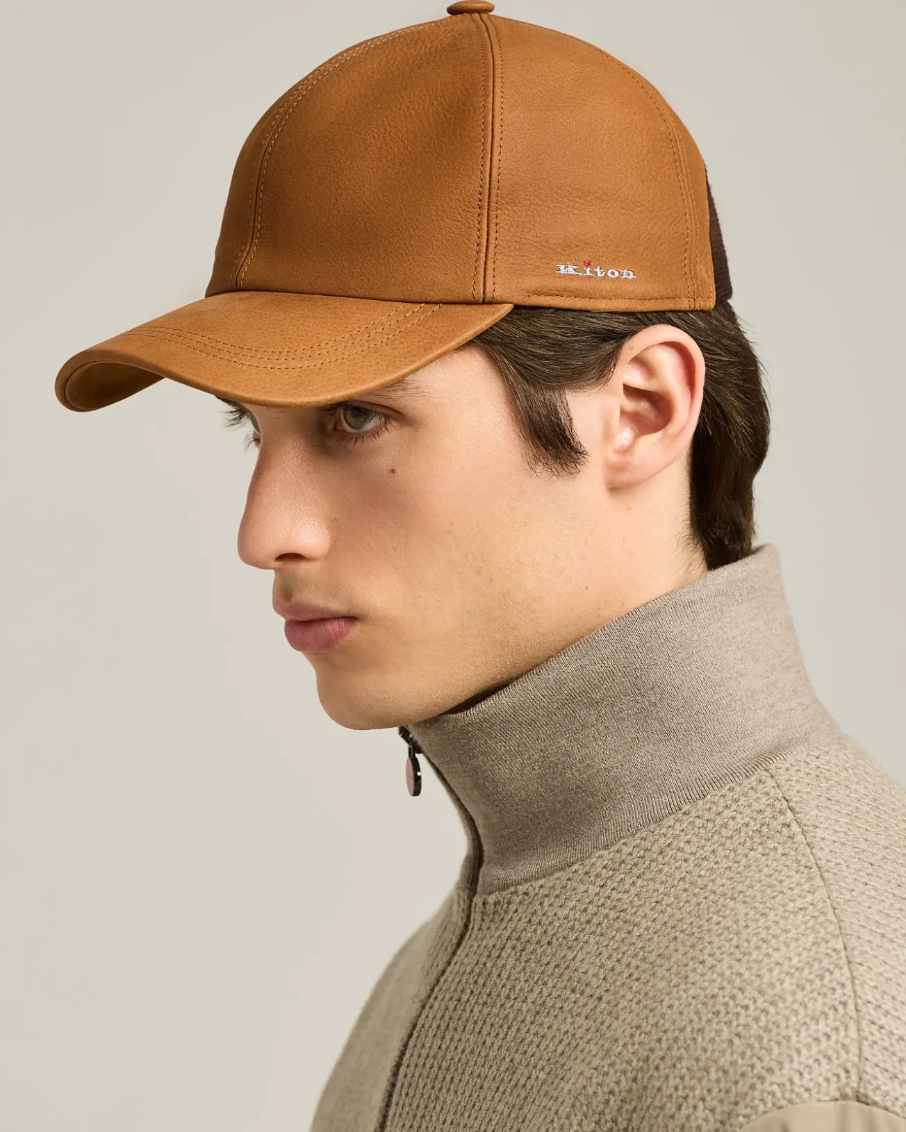 COGNAC LEATHER BASEBALL CAP