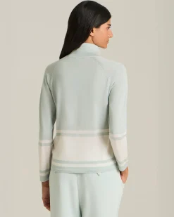 COLOUR-BLOCK CASHMERE AND SILK POLO NECK SWEATER