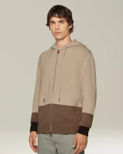 COLOUR BLOCK CASHMERE BOMBER JACKET