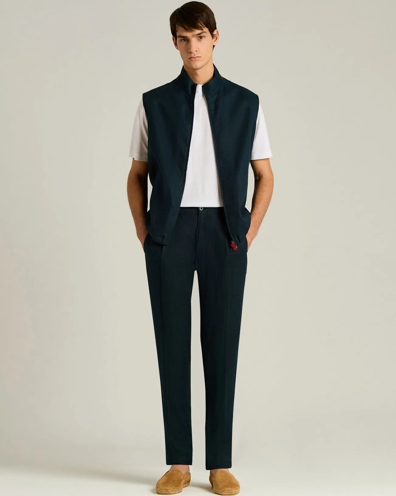 COMFORT LINEN TROUSERS NAVY BLUE