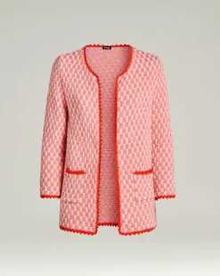 COMPACT LIGHT PINK/ORANGE RED WEAVE COTTON JACKET