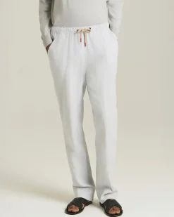 COTTON AND LINEN COMFORT-FIT PULL-ON TROUSERS