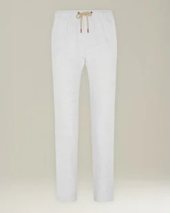 COTTON AND LINEN COMFORT-FIT PULL-ON TROUSERS
