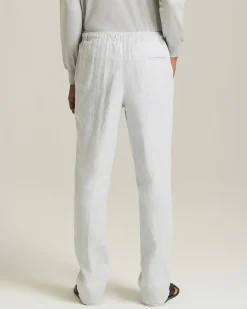 COTTON AND LINEN COMFORT-FIT PULL-ON TROUSERS
