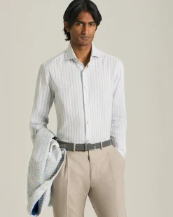 COTTON AND LINEN STRIPED SHIRT