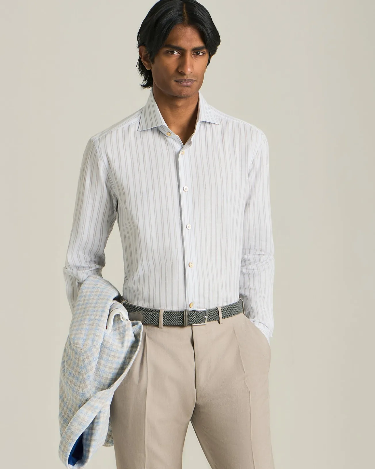 COTTON AND LINEN STRIPED SHIRT