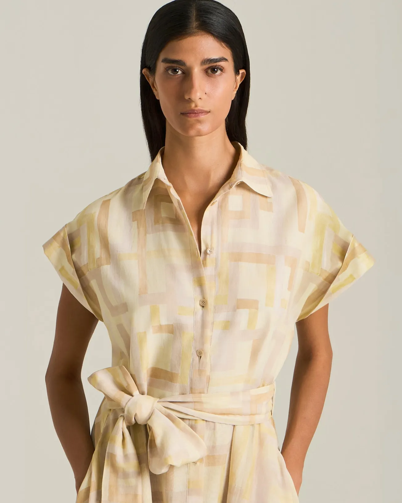 COTTON AND SILK VOILE DAY DRESS