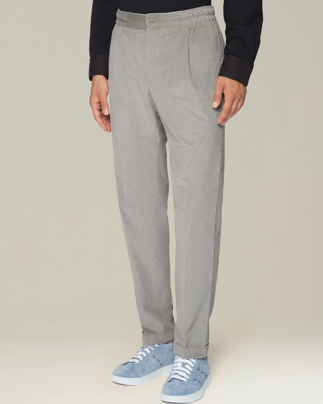 COTTON AND WOOL COMFORT TROUSERS