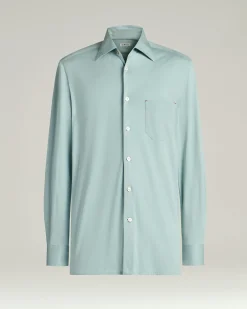 COTTON JERSEY SHIRT IN AZURE