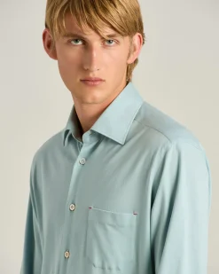 COTTON JERSEY SHIRT IN AZURE