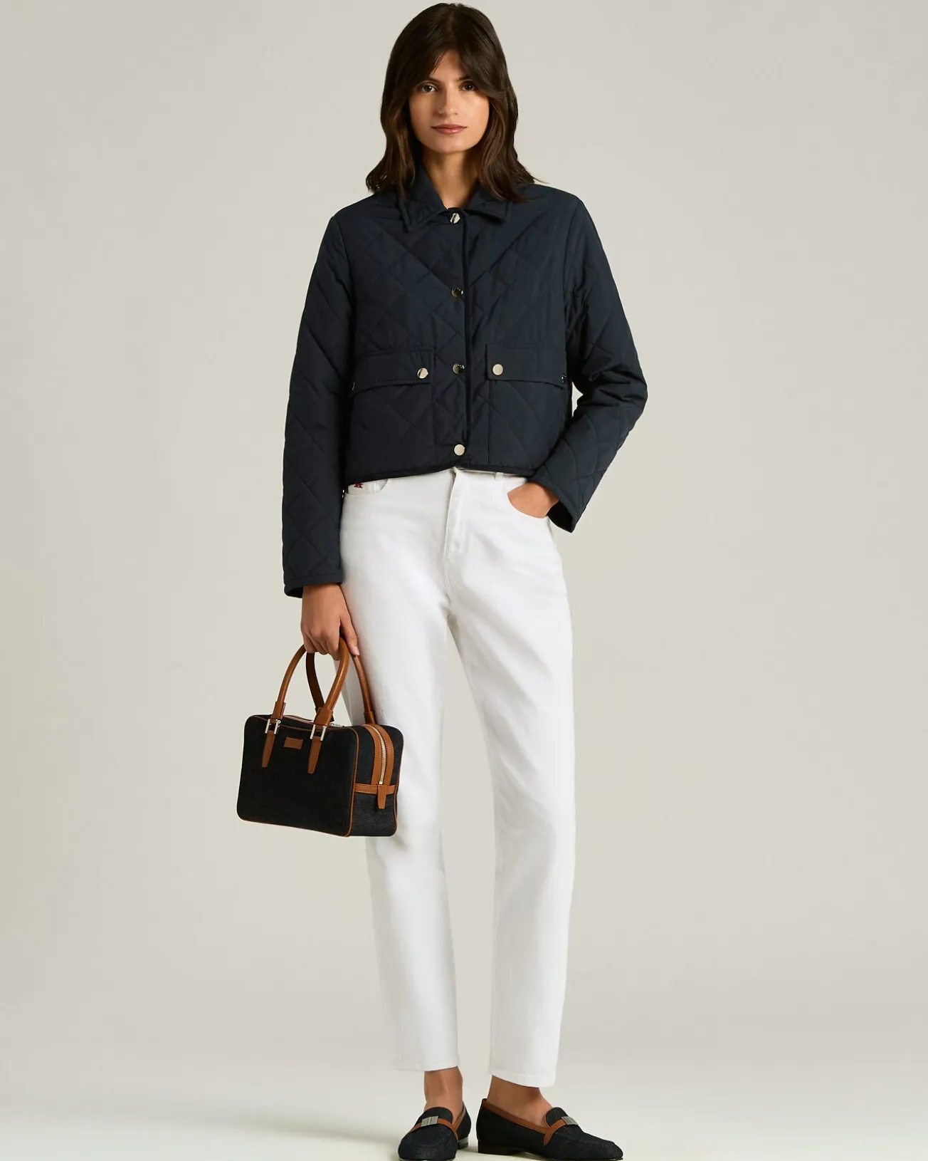 COTTON KISS ME BAG WITH CALFSKIN LEATHER DETAIL