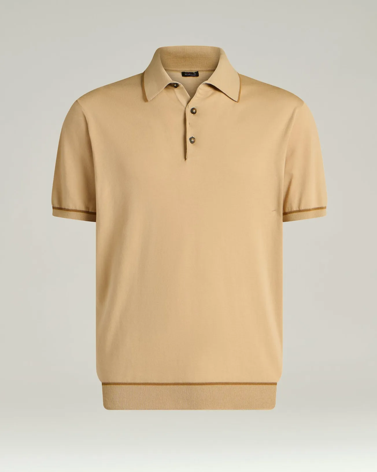 COTTON KNIT SHORT SLEEVED POLO SHIRT IN ROPE AND BRICK COLOUR