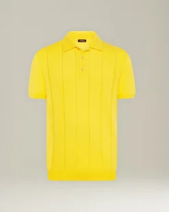 COTTON POLO SHIRT WITH RIBBED PATTERN
